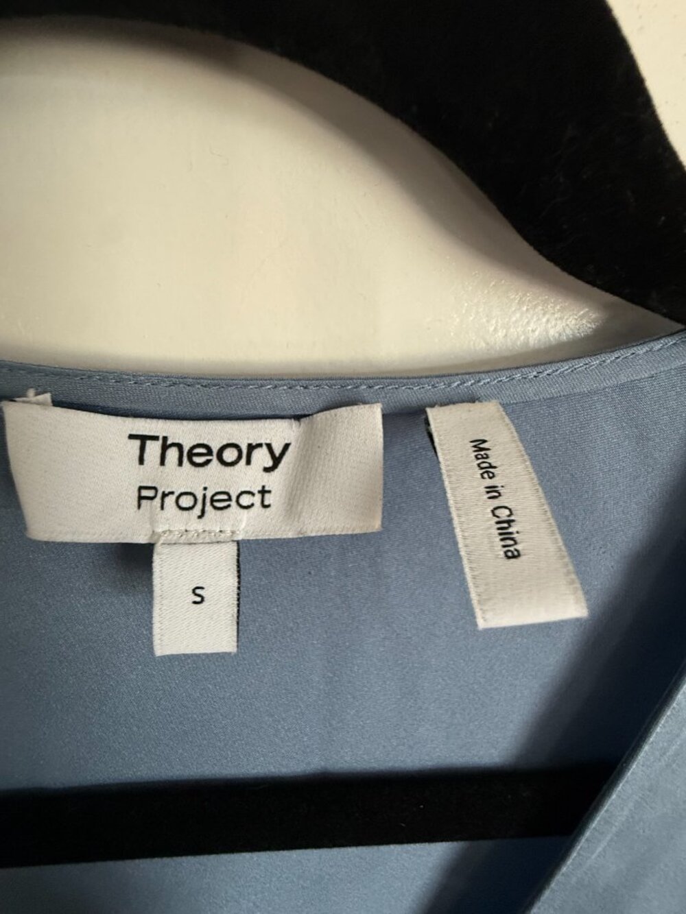 Theory Project 100% Silk V-Neck Short Sleeve Asymmetric Midi Maxi Dress Blue S - Picture 10 of 10